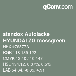 カラーコード: standox Autolacke - HYUNDAI ZG mossgreen | qconv.com