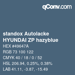 Código de color: standox Autolacke - HYUNDAI ZP hazyblue | qconv.com