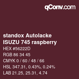 颜色代码: standox Autolacke - ISUZU 745 raspberry | qconv.com