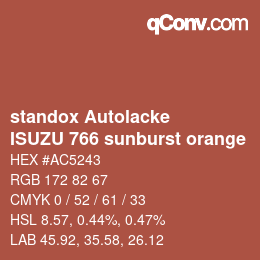 Color code: standox Autolacke - ISUZU 766 sunburst orange | qconv.com