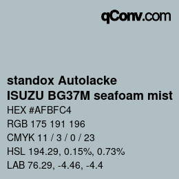 Farbcode: standox Autolacke - ISUZU BG37M seafoam mist | qconv.com