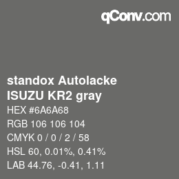 Code couleur: standox Autolacke - ISUZU KR2 gray | qconv.com