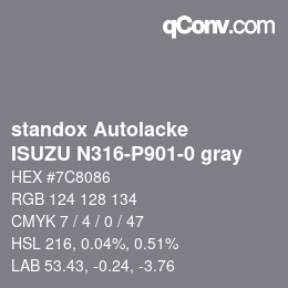 Color code: standox Autolacke - ISUZU N316-P901-0 gray | qconv.com