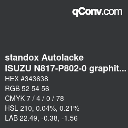 Código de color: standox Autolacke - ISUZU N817-P802-0 graphite grey | qconv.com