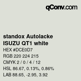 Código de color: standox Autolacke - ISUZU QT1 white | qconv.com