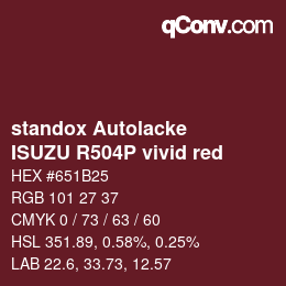 Código de color: standox Autolacke - ISUZU R504P vivid red | qconv.com