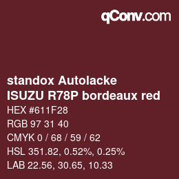 Código de color: standox Autolacke - ISUZU R78P bordeaux red | qconv.com
