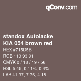 カラーコード: standox Autolacke - KIA 054 brown red | qconv.com