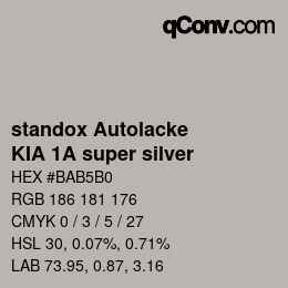 Color code: standox Autolacke - KIA 1A super silver | qconv.com