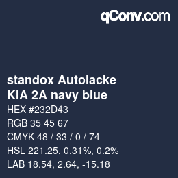 Code couleur: standox Autolacke - KIA 2A navy blue | qconv.com