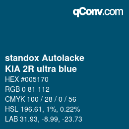 Farbcode: standox Autolacke - KIA 2R ultra blue | qconv.com