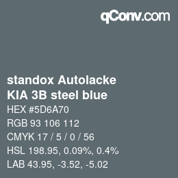 Code couleur: standox Autolacke - KIA 3B steel blue | qconv.com
