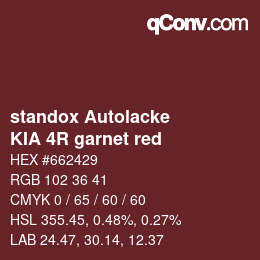 Code couleur: standox Autolacke - KIA 4R garnet red | qconv.com