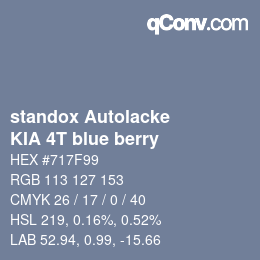 Code couleur: standox Autolacke - KIA 4T blue berry | qconv.com