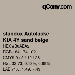 Código de color: standox Autolacke - KIA 4Y sand beige | qconv.com