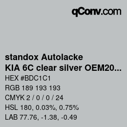 Código de color: standox Autolacke - KIA 6C clear silver OEM2005 | qconv.com