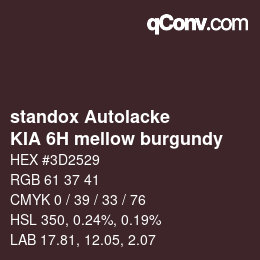 Color code: standox Autolacke - KIA 6H mellow burgundy | qconv.com