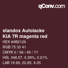 Código de color: standox Autolacke - KIA 7R magenta red | qconv.com