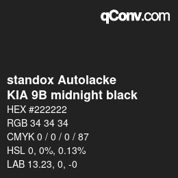 Color code: standox Autolacke - KIA 9B midnight black | qconv.com