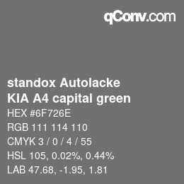 Código de color: standox Autolacke - KIA A4 capital green | qconv.com