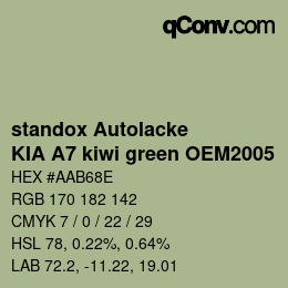 Color code: standox Autolacke - KIA A7 kiwi green OEM2005 | qconv.com