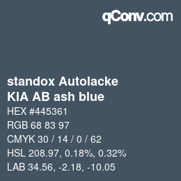 Code couleur: standox Autolacke - KIA AB ash blue | qconv.com