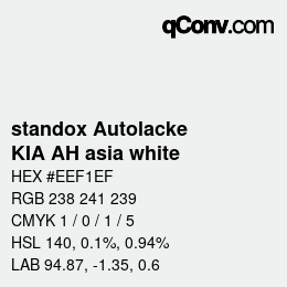 カラーコード: standox Autolacke - KIA AH asia white | qconv.com