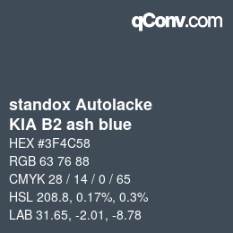Color code: standox Autolacke - KIA B2 ash blue | qconv.com