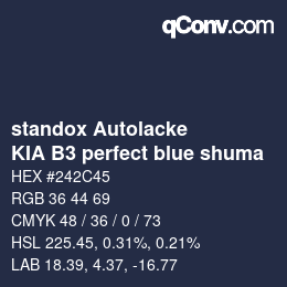 Color code: standox Autolacke - KIA B3 perfect blue shuma | qconv.com