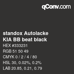 Color code: standox Autolacke - KIA BB beat black | qconv.com