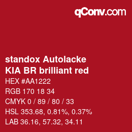 Code couleur: standox Autolacke - KIA BR brilliant red | qconv.com