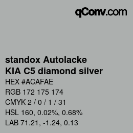 Color code: standox Autolacke - KIA C5 diamond silver | qconv.com