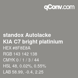 Code couleur: standox Autolacke - KIA C7 bright platinium | qconv.com