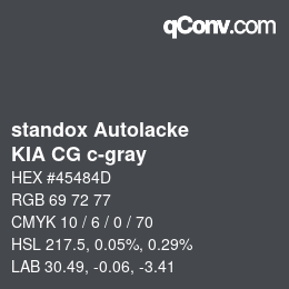 Code couleur: standox Autolacke - KIA CG c-gray | qconv.com