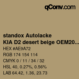 Color code: standox Autolacke - KIA D2 desert beige OEM2005 | qconv.com