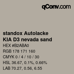 Color code: standox Autolacke - KIA D3 nevada sand | qconv.com