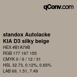 Code couleur: standox Autolacke - KIA D3 silky beige | qconv.com