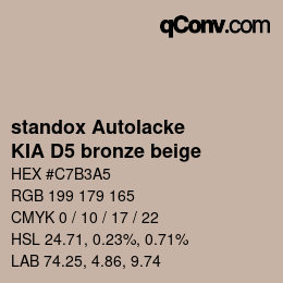 Código de color: standox Autolacke - KIA D5 bronze beige | qconv.com