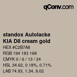 Farbcode: standox Autolacke - KIA D8 cream gold | qconv.com