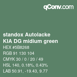 Color code: standox Autolacke - KIA DG midium green | qconv.com