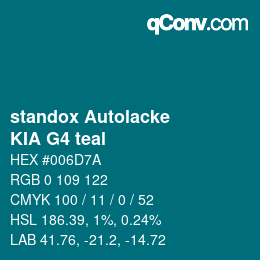 Color code: standox Autolacke - KIA G4 teal | qconv.com