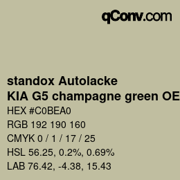 Color code: standox Autolacke - KIA G5 champagne green OEM2005 | qconv.com