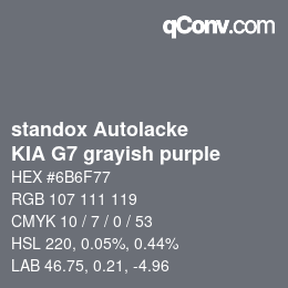 Code couleur: standox Autolacke - KIA G7 grayish purple | qconv.com