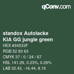 Código de color: standox Autolacke - KIA GG jungle green | qconv.com