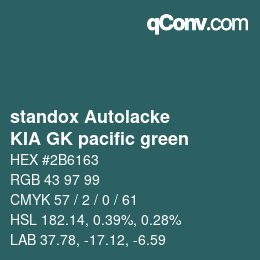 Color code: standox Autolacke - KIA GK pacific green | qconv.com