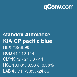 Color code: standox Autolacke - KIA GP pacific blue | qconv.com