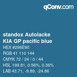 Code couleur: standox Autolacke - KIA GP pacific blue | qconv.com