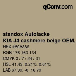 Code couleur: standox Autolacke - KIA J4 cashmere beige OEM 2006 | qconv.com