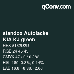 Farbcode: standox Autolacke - KIA KJ green | qconv.com