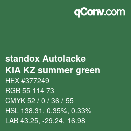 Color code: standox Autolacke - KIA KZ summer green | qconv.com